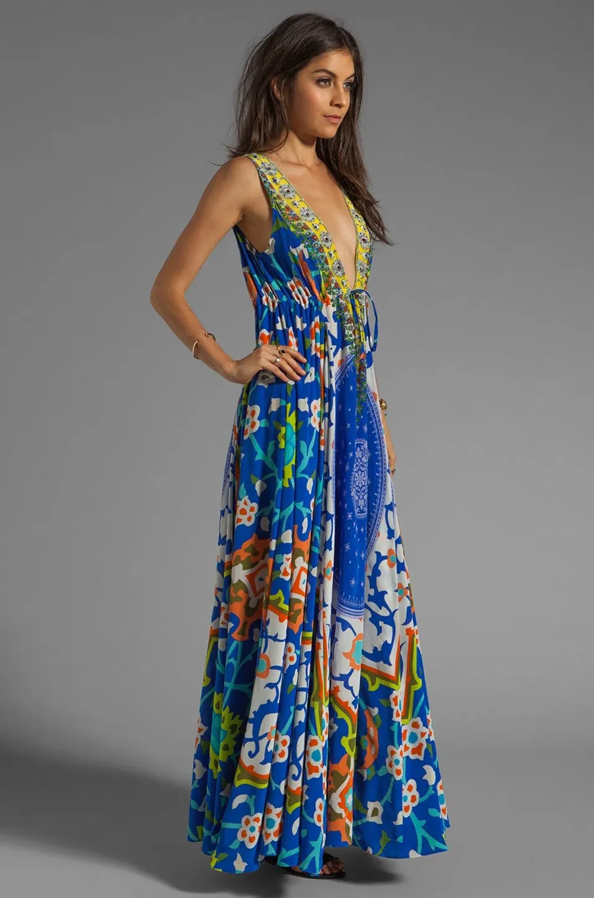 Camilla Road to Nowhere V Neck Drawstring Maxi in Formentera Size 16/XL - Image 3
