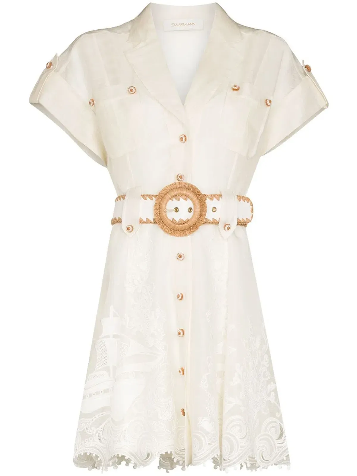 Zimmermann Postcard Embroidered Mini Dress White Size 0 / AU 8 - Image 4