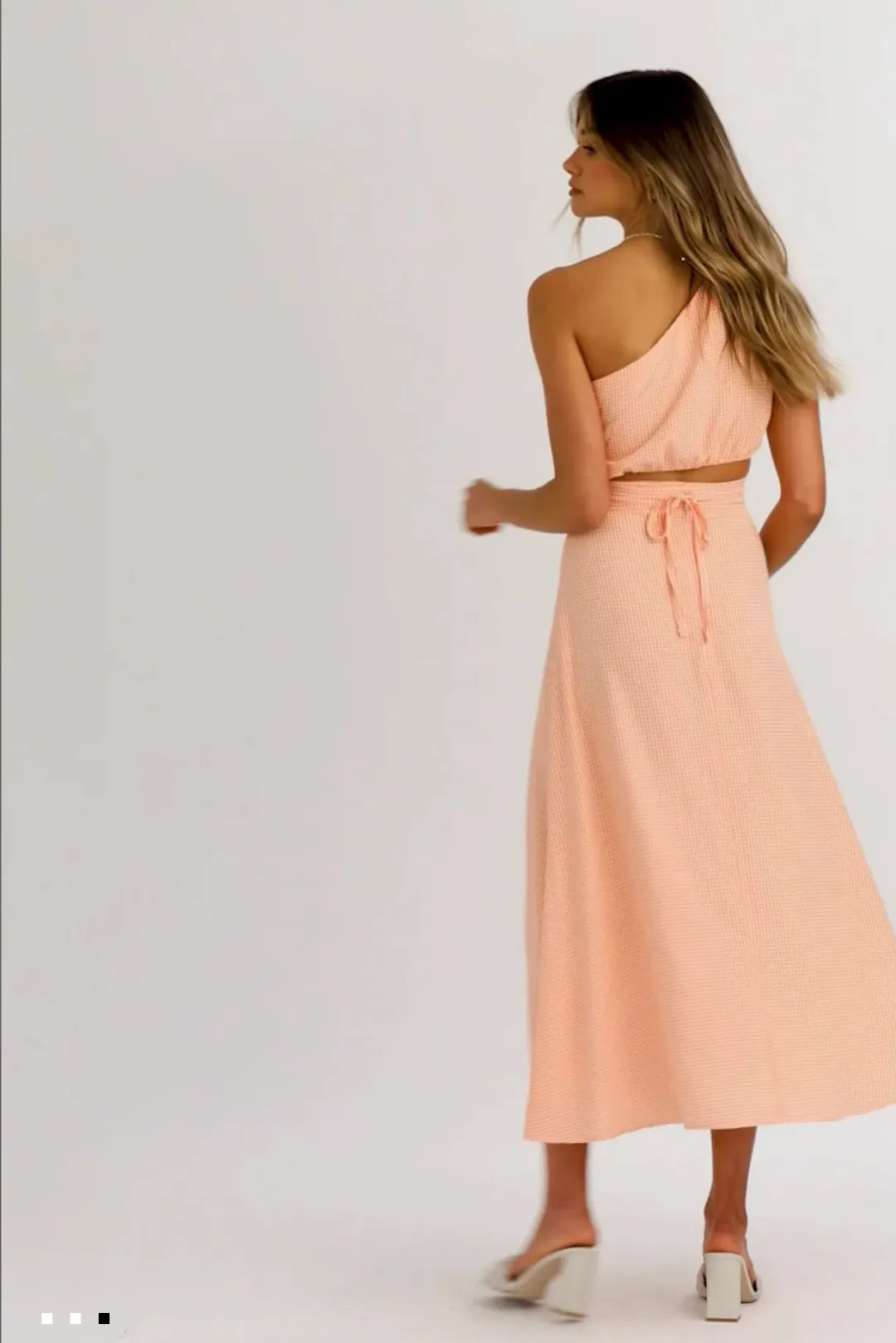 Kookai Brady Tie Top and Brady Midi Skirt Orange Size 10 for rent on The Volte - main image