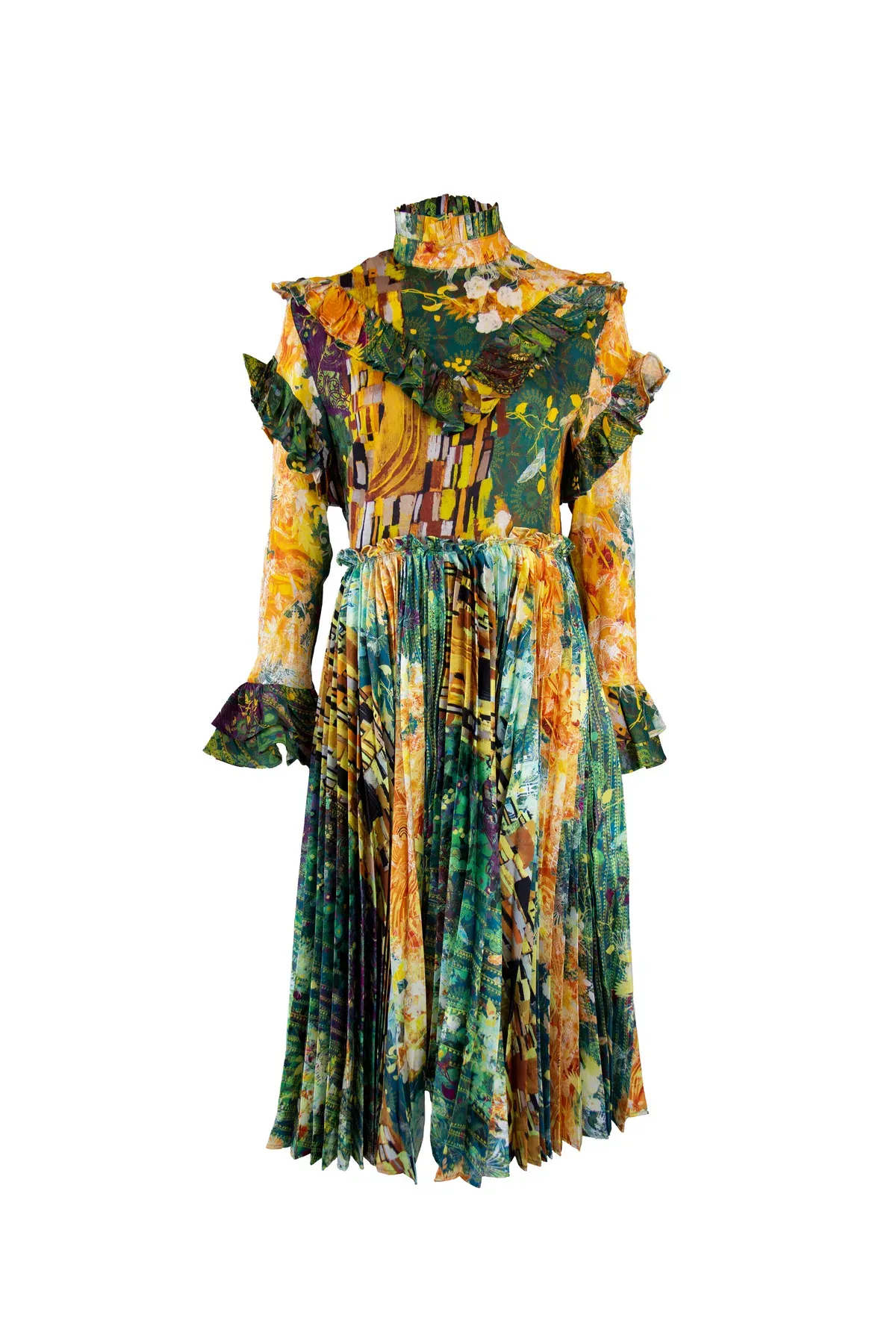 Leo & lin The Kiss Pleated Midi Dress Print Size 10 - Image 1
