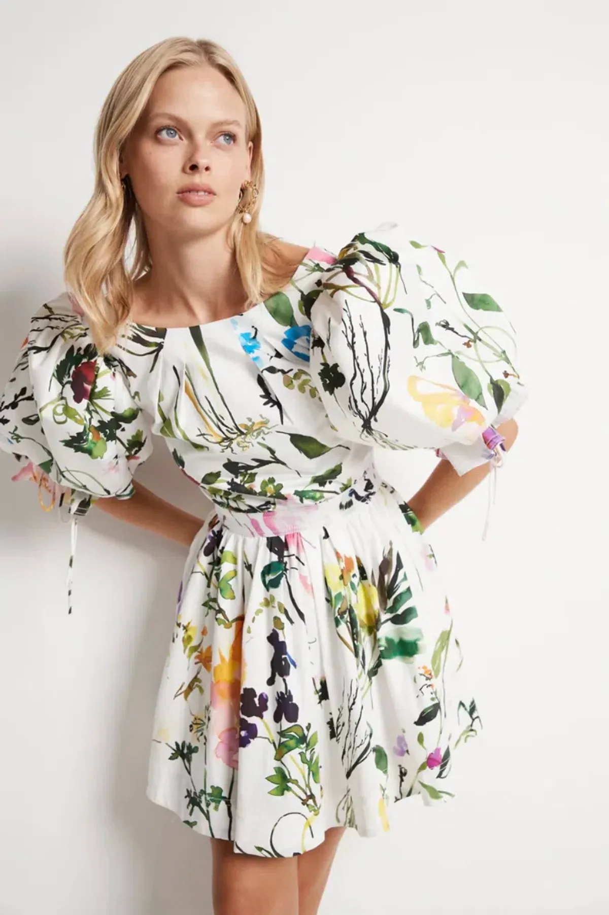 Aje The Drift Puff Sleeve Mini Dress in Botanic Floral Size 4 - Image 2