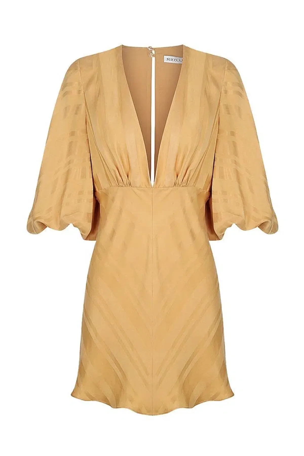 Shona Joy Daisy Balloon Sleeve Bias Dress Saffron Size 8 - Image 3