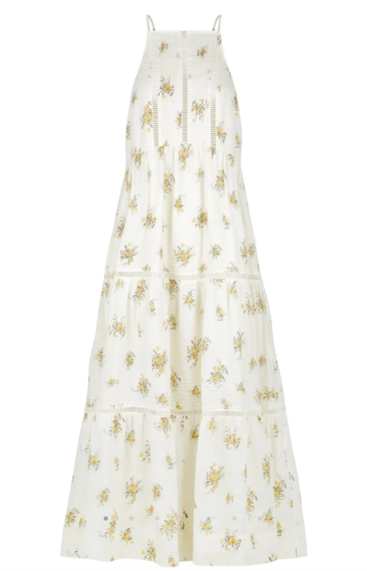 Shona Joy Lila Linen Pin Tuck Sleeveless Maxi Dress Floral Size 10 - Image 6