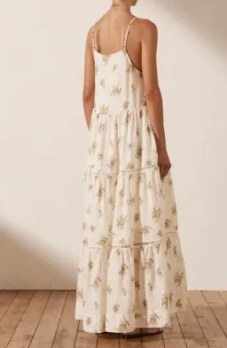 Shona Joy Lila Linen Pin Tuck Sleeveless Maxi Dress Floral Size 10 for rent on The Volte - image 3