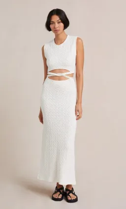 Bec & Bridge Effie Knit Cut Out Dress White Size 8 for rent on The Volte - image 1