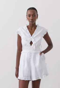 Joslin Kayla Linen Playsuit White for rent on The Volte - image 1