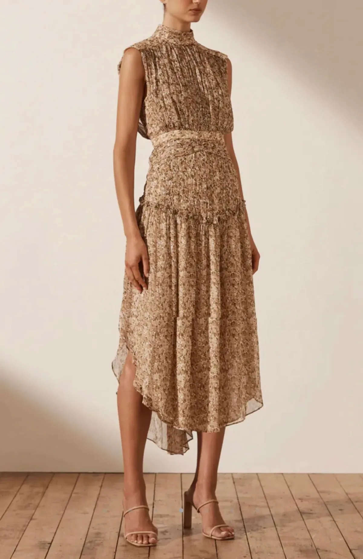 Shona Joy Ambar Sleeveless Open Back Midi Dress Brown Size 6 - Image 1