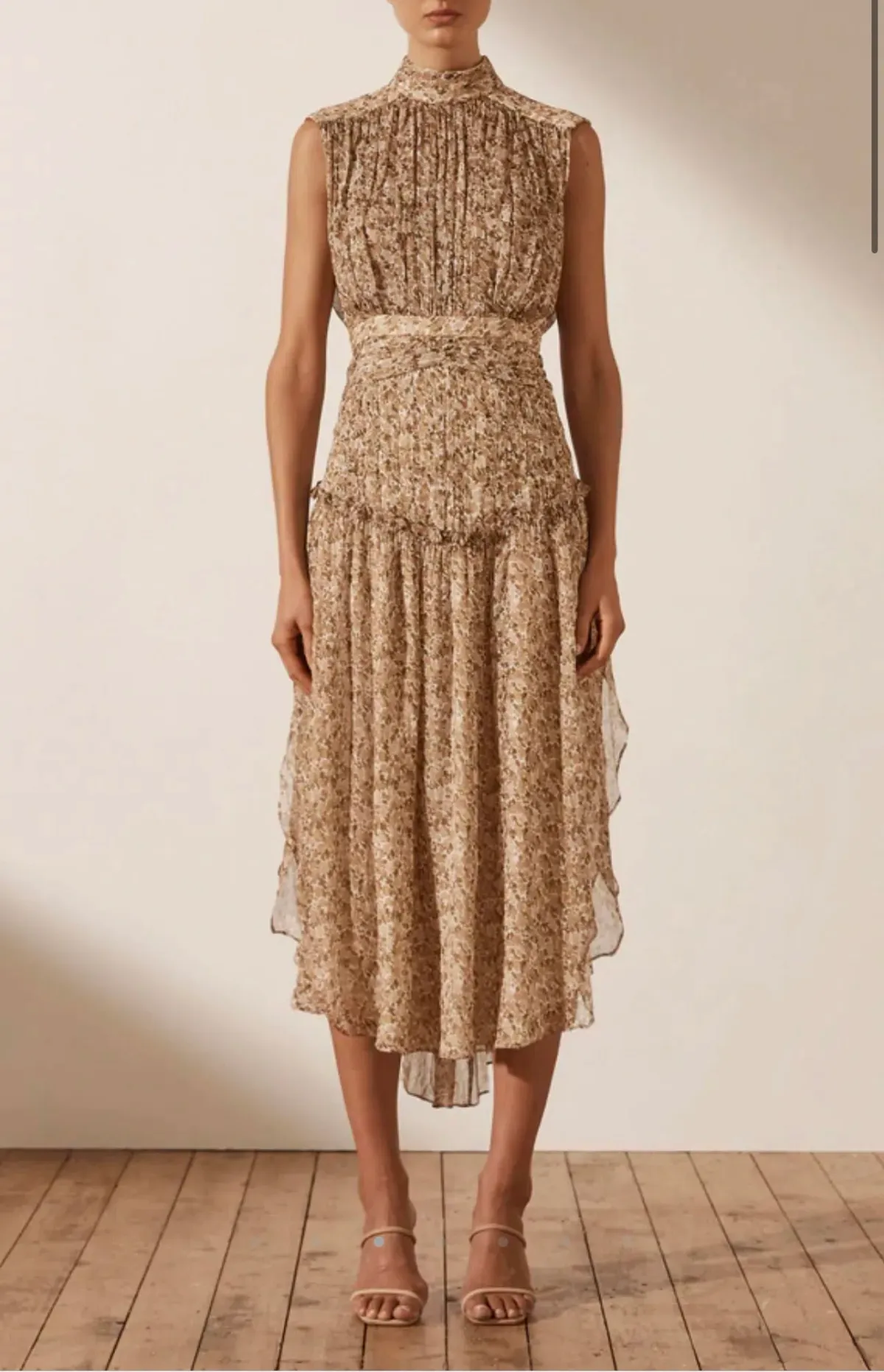 Shona Joy Ambar Sleeveless Open Back Midi Dress Brown Size 6 - Image 2