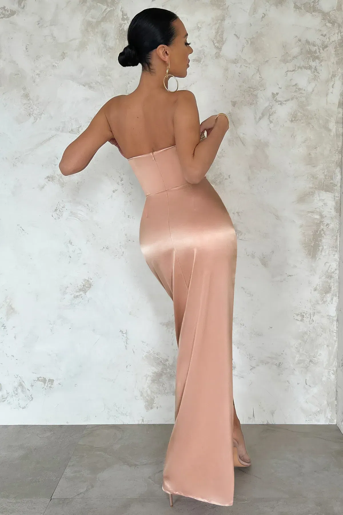 Club L London Romancing Nude Thigh Split Maxi Dress Blush Size 8 - Image 2