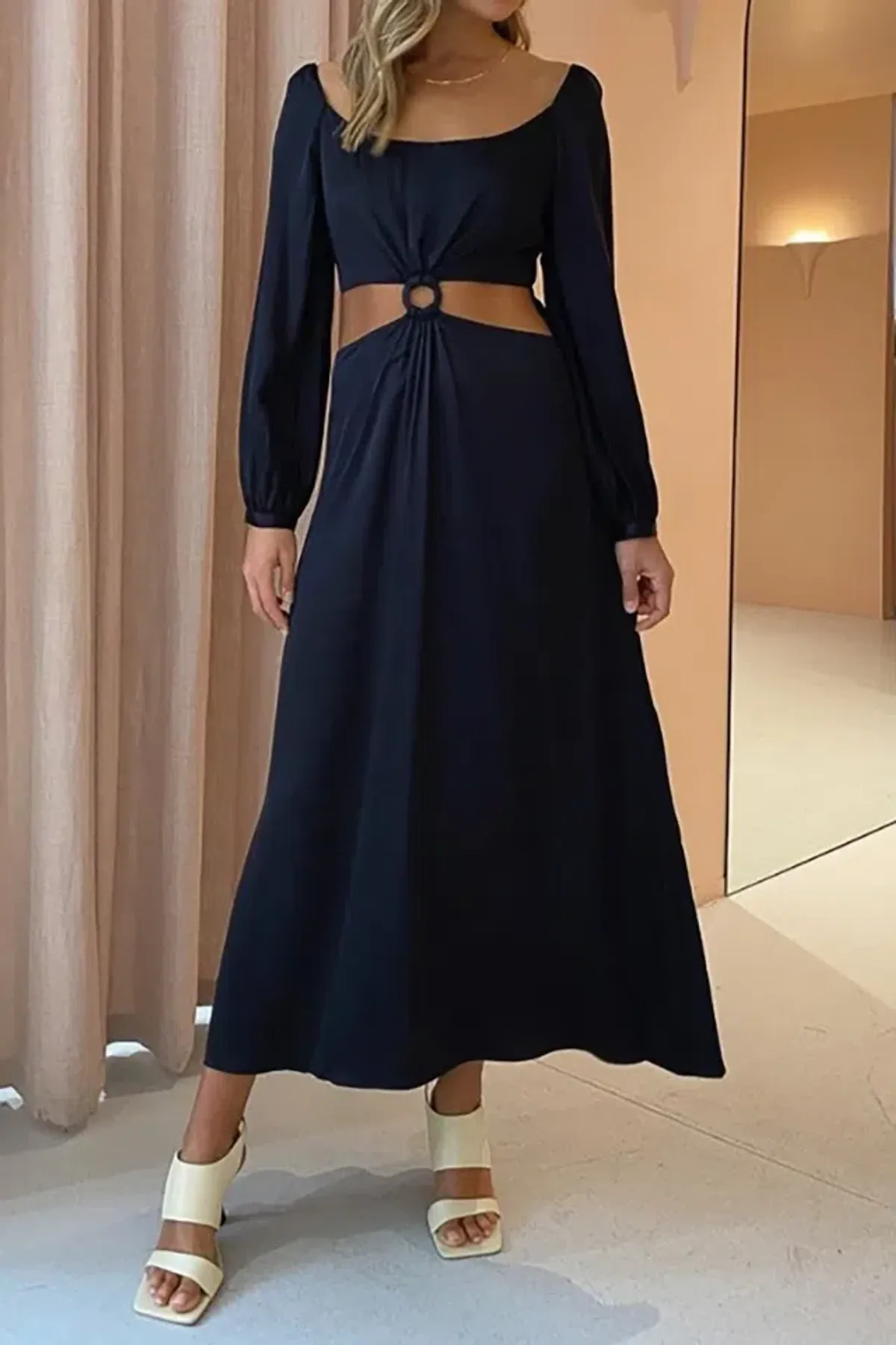 Ginia Sabrina Long Sleeve Dress Black Size 10 - Image 2