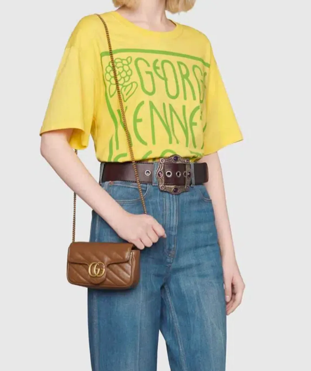 Gucci GG Marmont Matelassé Super Mini Bag Brown for rent on The Volte - main image