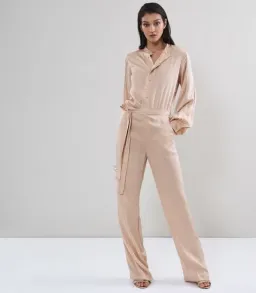 Reiss Regina Pleat Jumpsuit - Blush - Size 10 for rent on The Volte - image 4