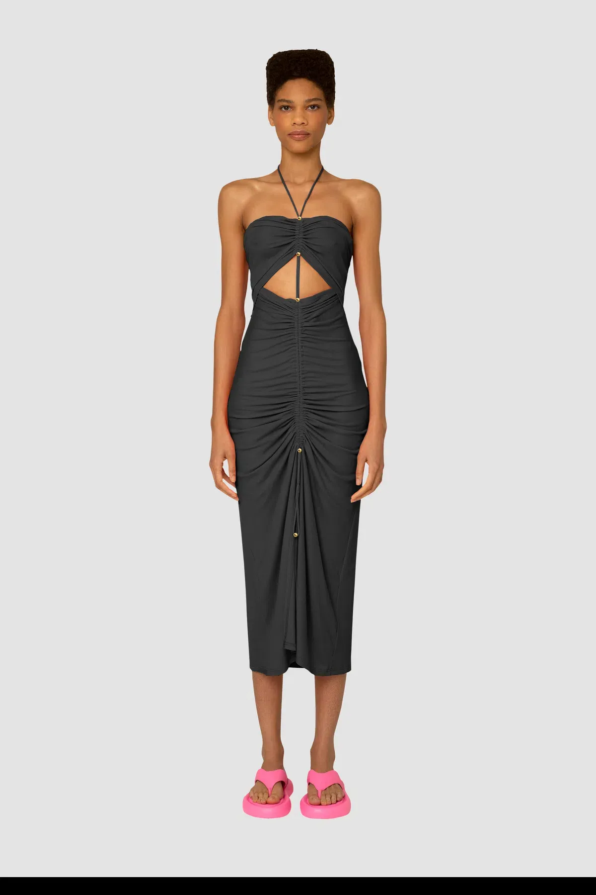 Amy Lynnn Official Vega Jersey Cut Out Midi Dress Black Size 8 - Image 1