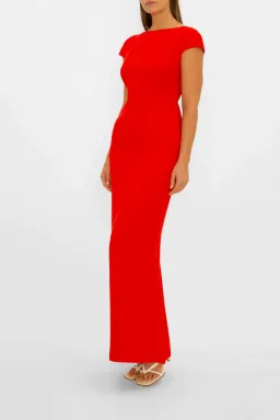 Carla Zampatti Red Bareback Beauty Maxi Dress Red Size 6 for rent on The Volte - image 1