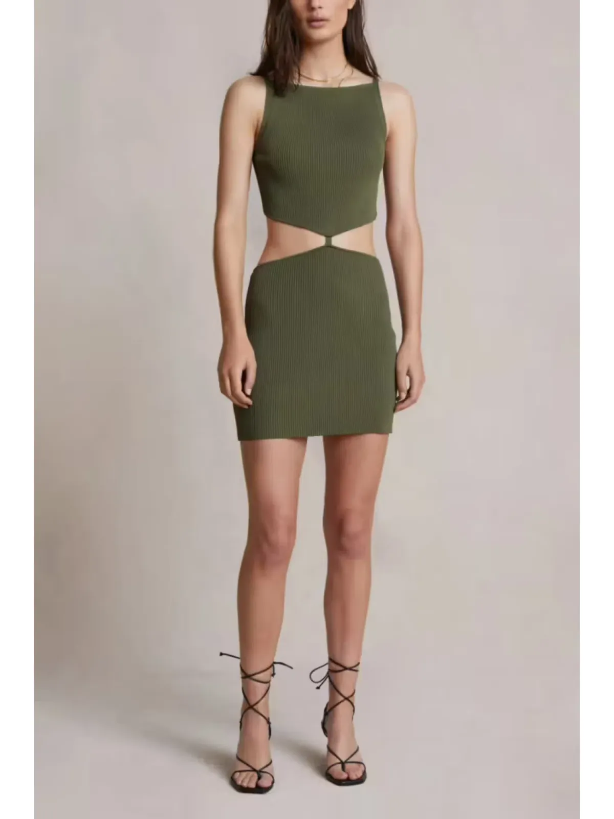 Bec & Bridge Olive Mason Knit Mini Dress Green Size AU 6 for rent on The Volte - main image