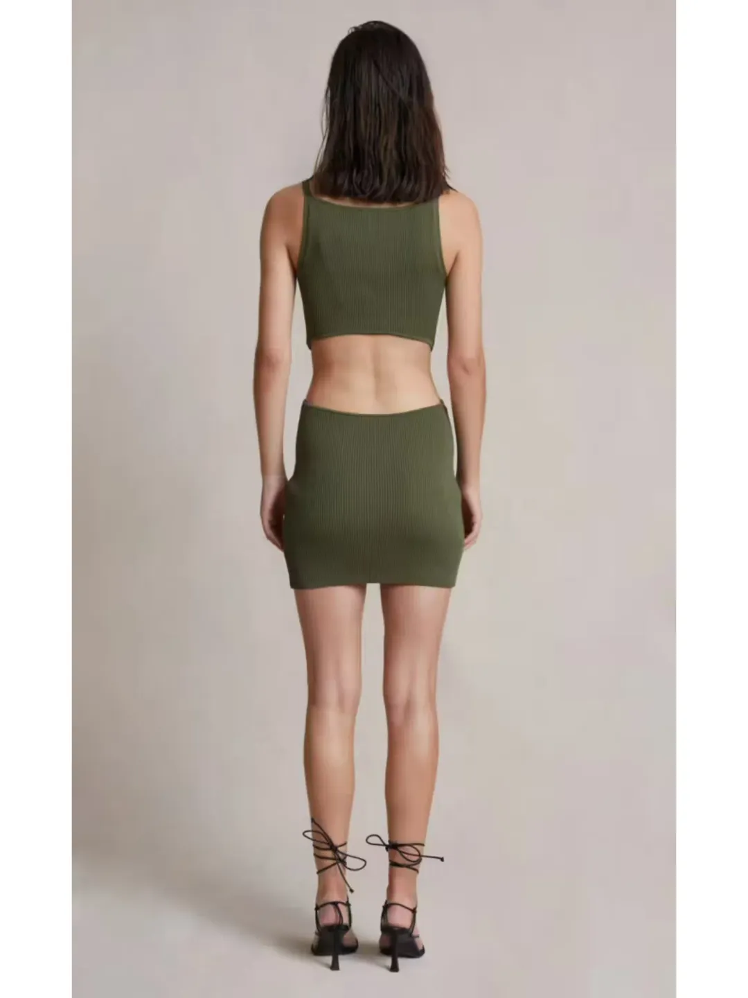 Bec & Bridge Olive Mason Knit Mini Dress Green Size AU 6 for rent on The Volte - main image