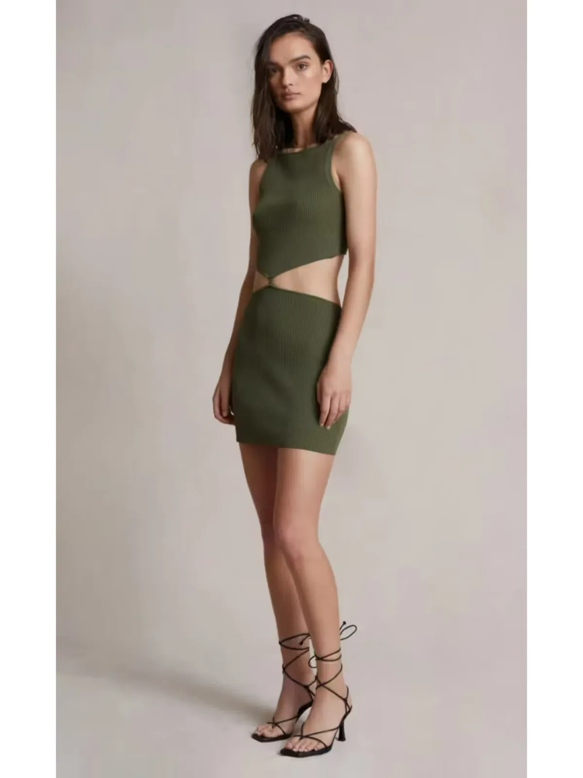 Bec & Bridge Olive Mason Knit Mini Dress Green Size AU 6 - Image 2