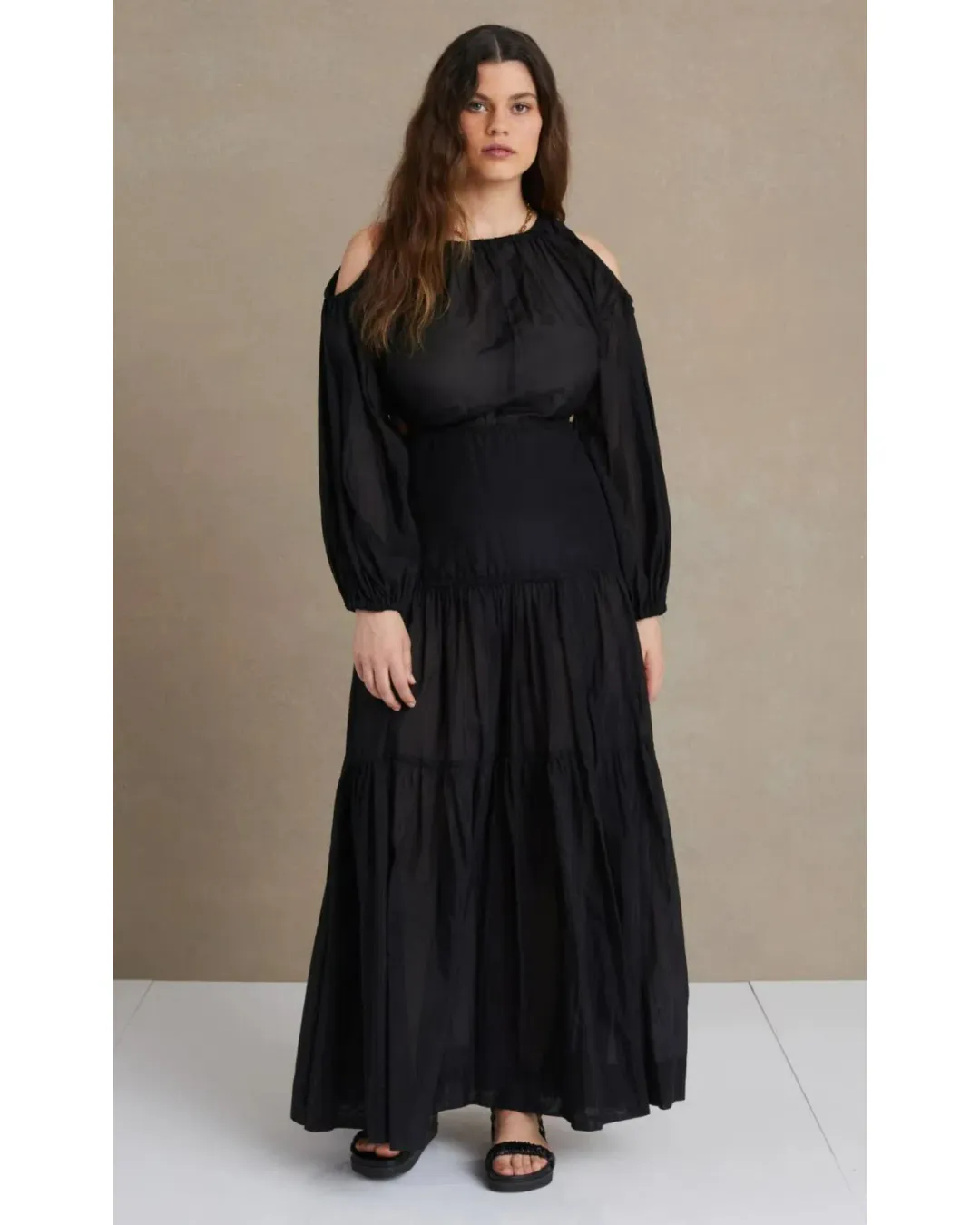 Bec & Bridge Black Papillon Long Sleeve Midi Dress Black Size AU 8 for rent on The Volte - main image