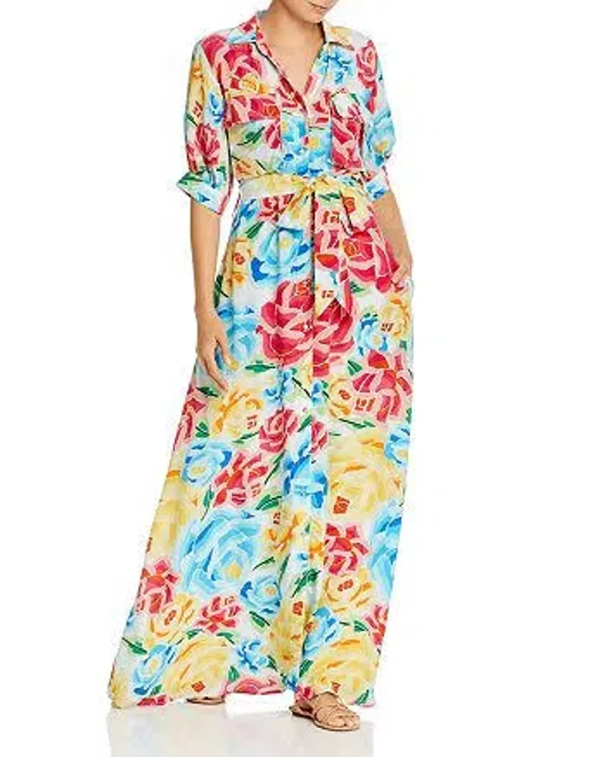 All Things Mochi Marie Floral Silk Maxi Dress Size M - Image 1