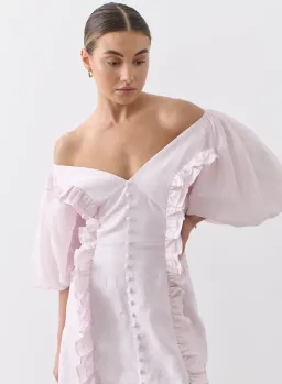 Joslin Studio Annabelle Linen Ramie Mini Dress Pink Size 6 for rent on The Volte - image 3