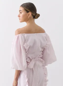 Joslin Studio Annabelle Linen Ramie Mini Dress Pink Size 6 for rent on The Volte - image 4