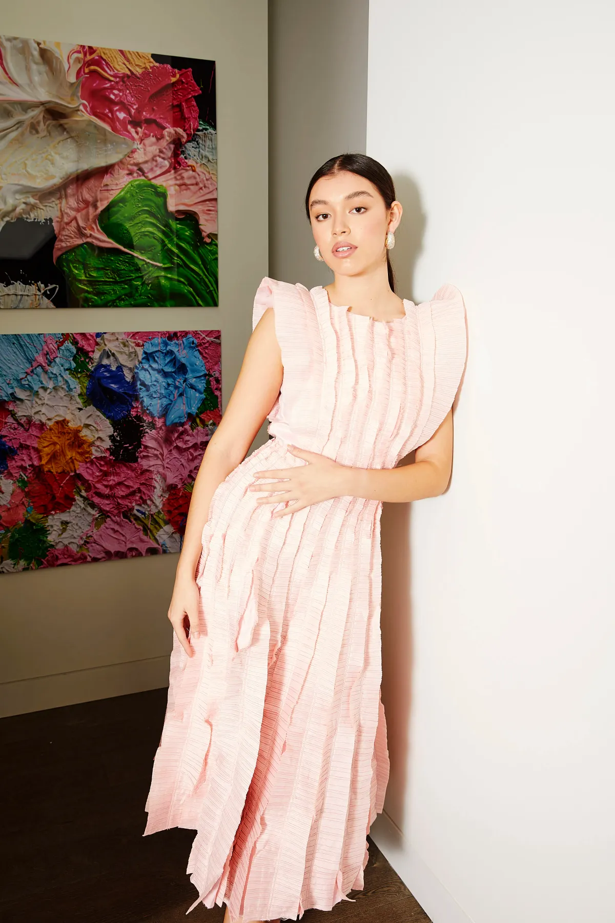 Aje Hybrid Midi Dress Pink Size 8 - Image 1