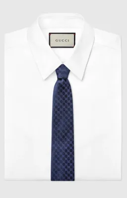 Gucci GG Pattern Silk Tie Navy for rent on The Volte - image 1