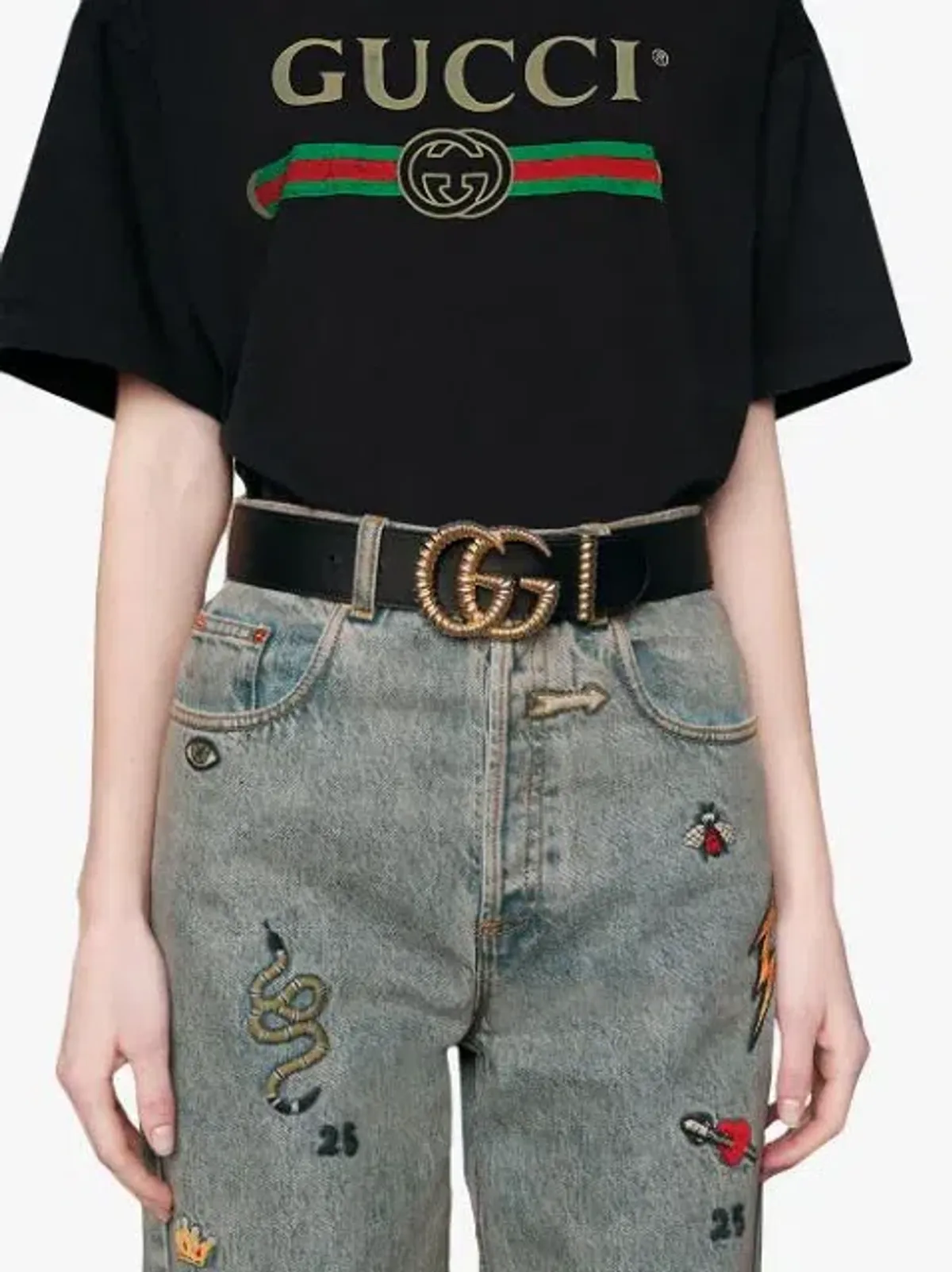 Gucci Torchon Double G Buckle Leather Belt Black - Image 1