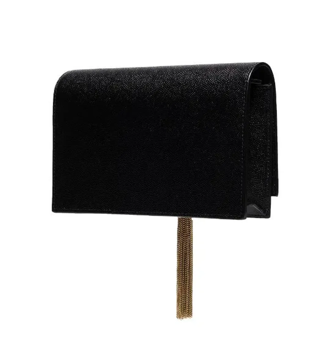 Saint Laurent Kate Textured Leather Shoulder Bag Black with Gold Tassel for rent on The Volte - main image