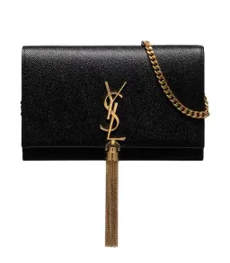 Saint Laurent Kate Textured Leather Shoulder Bag Black with Gold Tassel for rent on The Volte - image 2