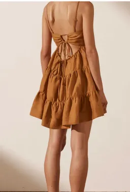 Shona Joy Maya Pintuck Linen Dress Turmeric Size 6 for rent on The Volte - image 2