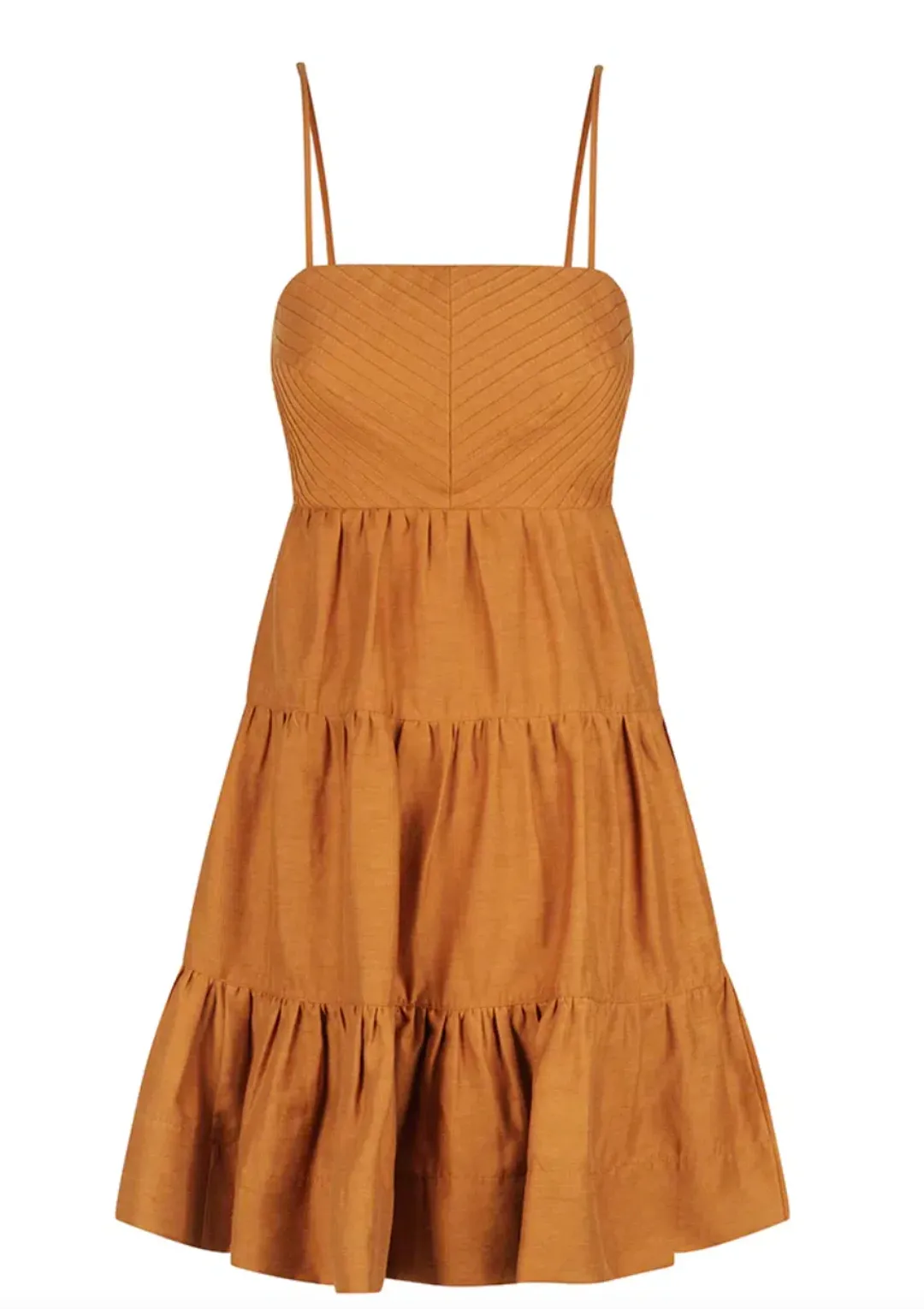 Shona Joy Maya Pintuck Linen Dress Turmeric Size 6 for rent on The Volte - main image
