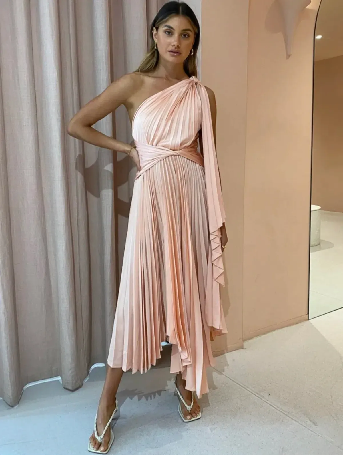 Acler Kalora Dress Peach Size 6 for rent on The Volte - main image