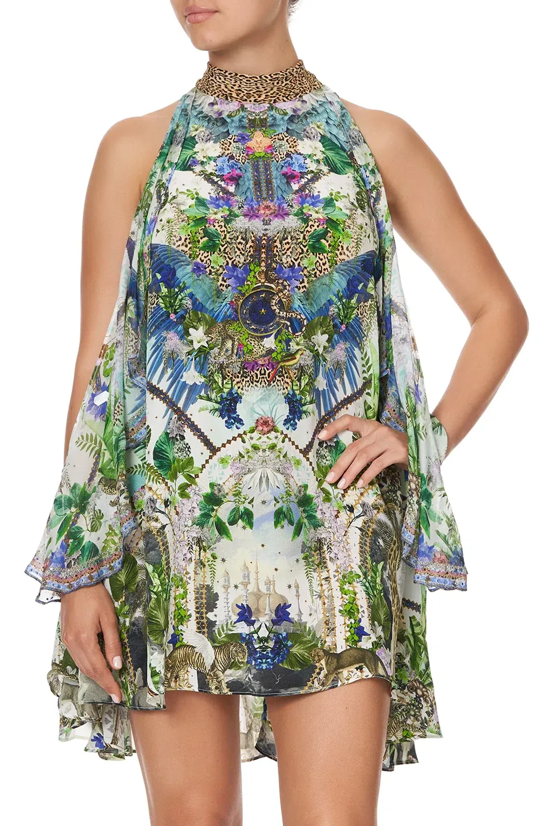 Camilla Moon Garden Neck Tie Short Dress Print Size S for rent on The Volte - main image