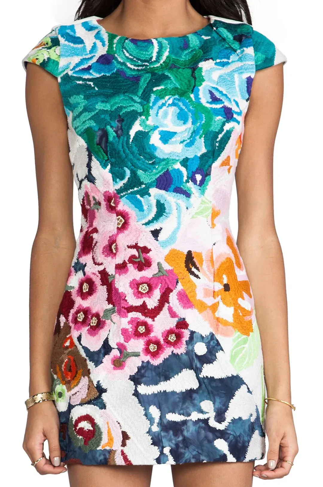 Shakuhachi Flower Bomb Embroidered Square Dress Floral Splice Size S for rent on The Volte - main image