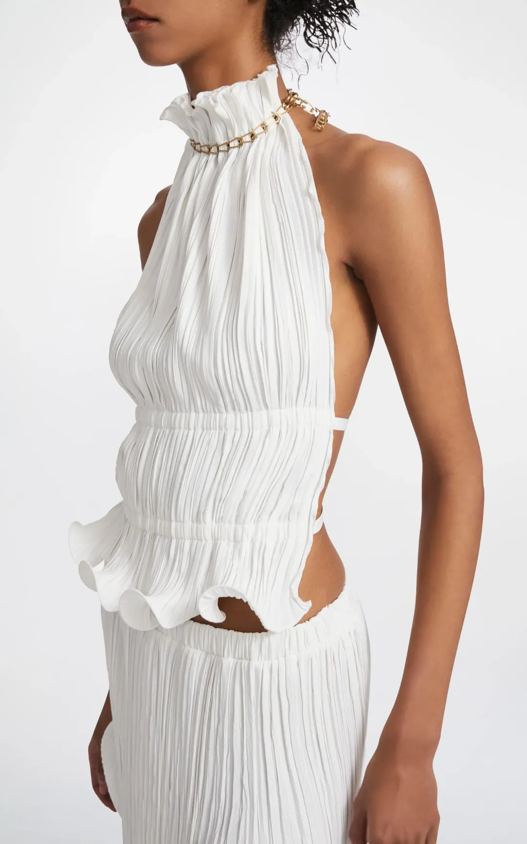 Dion Lee Chain Pleat Halter Top White Size 10 for rent on The Volte - main image