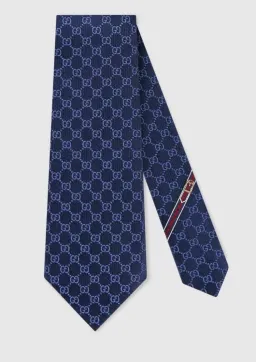 Gucci GG Pattern Silk Tie Navy One Size for rent on The Volte - image 4