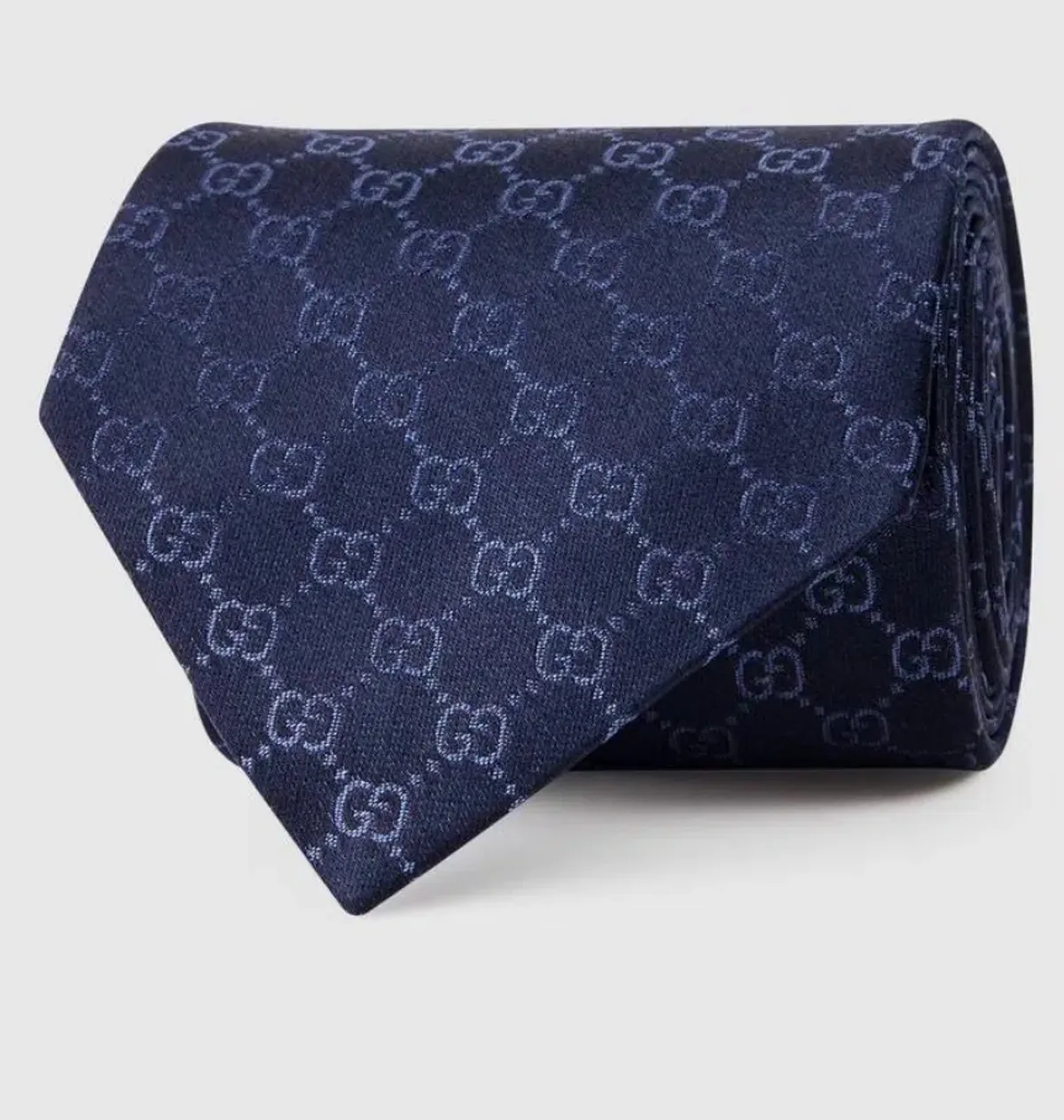 Gucci GG Pattern Silk Tie Navy One Size - Image 3