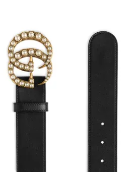 Gucci Pearl Double G Buckle Leather Belt Black for rent on The Volte - image 2
