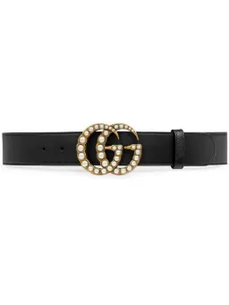 Gucci Pearl Double G Buckle Leather Belt Black for rent on The Volte - image 1