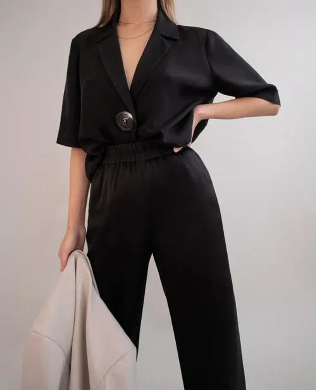 Viktoria and Woods Chorus Shirt Size 1 and Pilot Pants Size 3 Set Black for rent on The Volte - main image