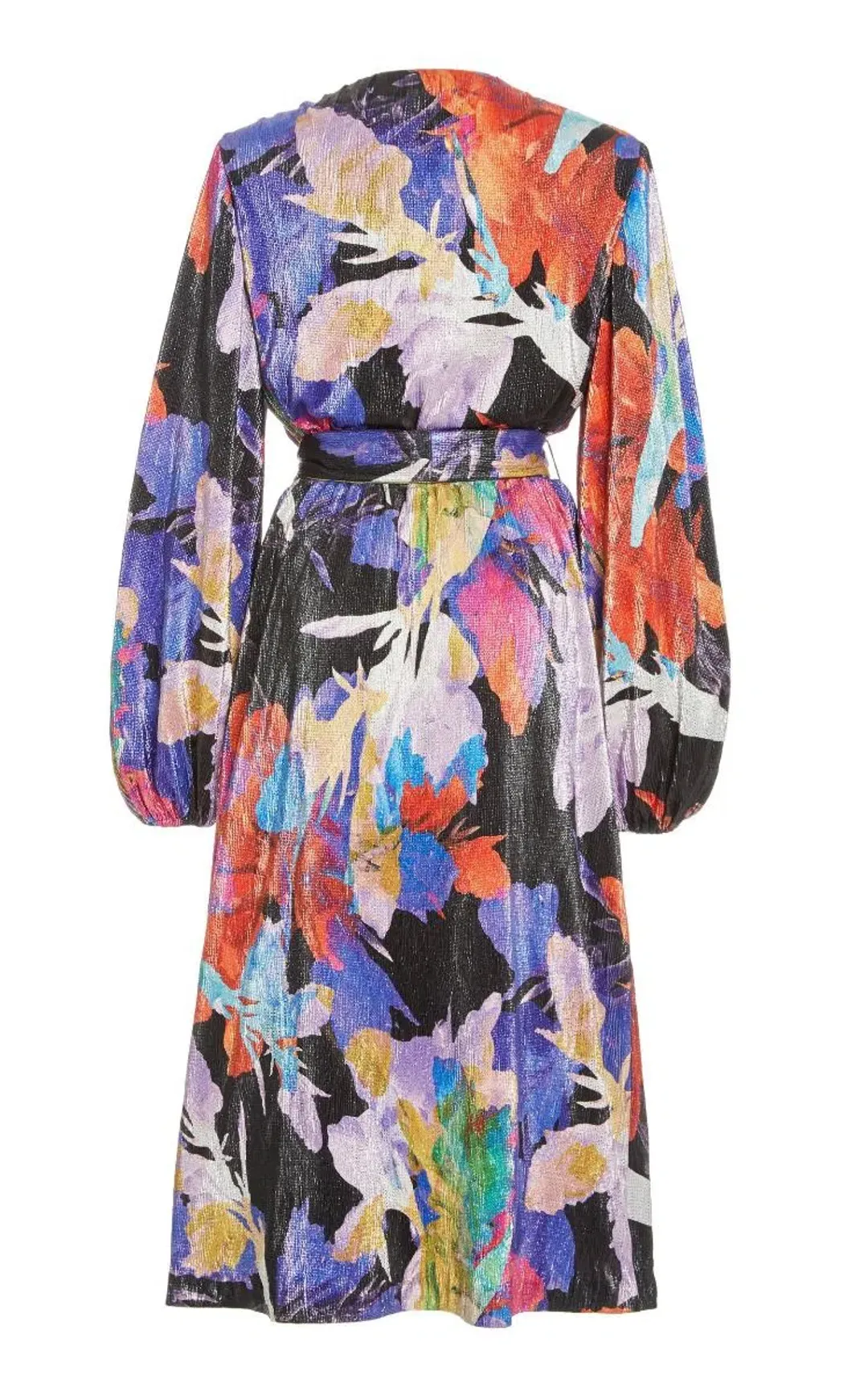 Rebecca Vallance Belladonna Lamé Midi Dress Print Size 8 for rent on The Volte - main image