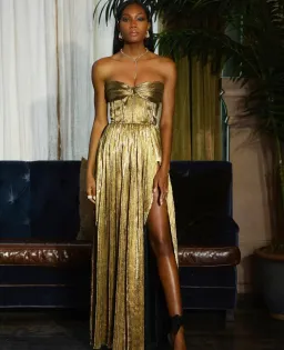 Bronx and Banco Florence Strapless Gown Gold Size M / AU 10 for rent on The Volte - image 3
