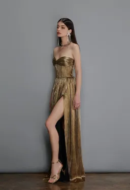 Bronx and Banco Florence Strapless Gown Gold Size M / AU 10 for rent on The Volte - image 2