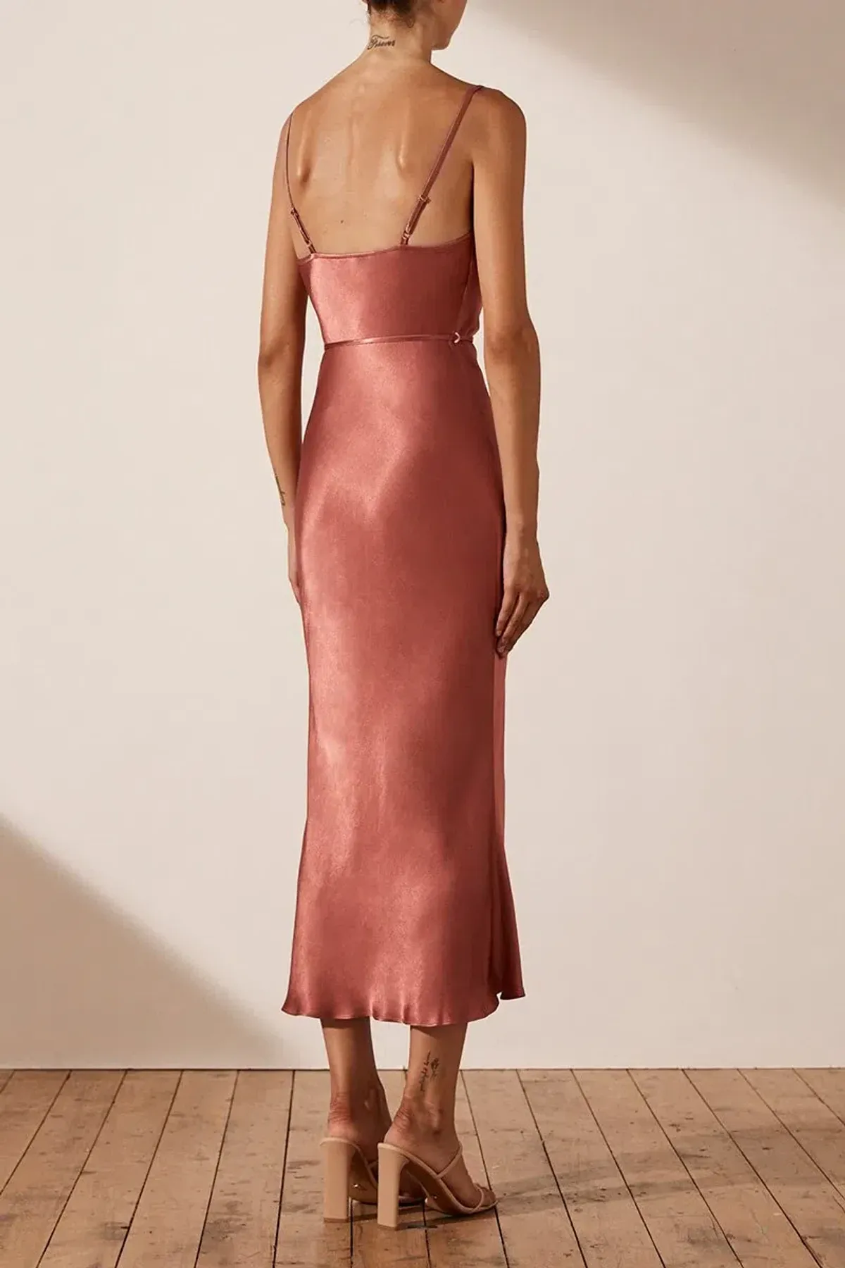 Shona Joy La Lune Bias Cowl Midi Slip Dress Pink Size 8 - Image 3