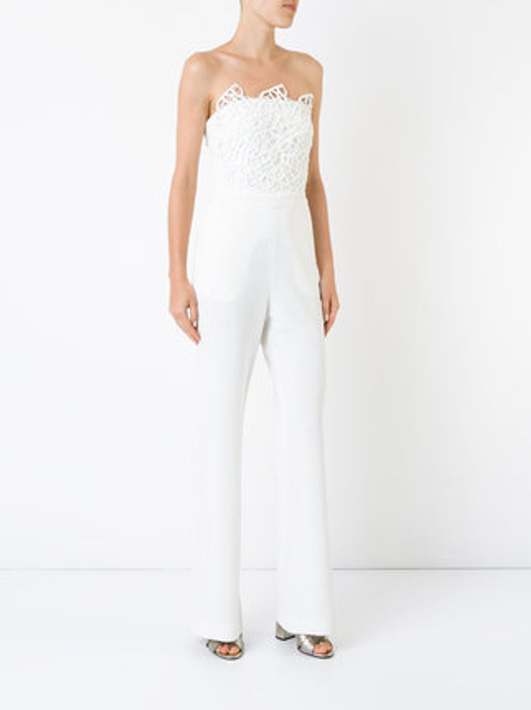 Rebecca Vallance Sophia Lace Jumpsuit in Ivory size 10 for rent on The Volte - main image