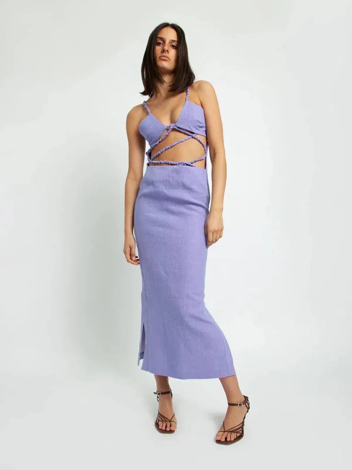 Christopher Esber Lattice Bra Dress Purple Size 6 - Image 1