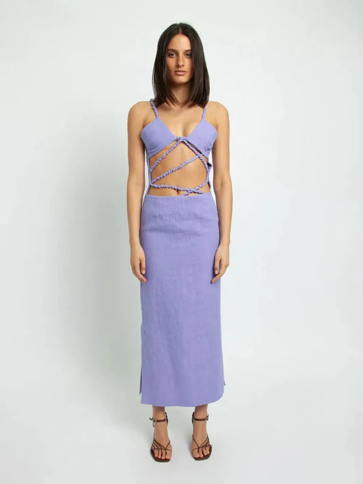 Christopher Esber Lattice Bra Dress Purple Size 6 - Image 2