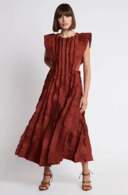 Aje Hybrid Midi Dress Burgundy Size 8 for rent on The Volte - image 1