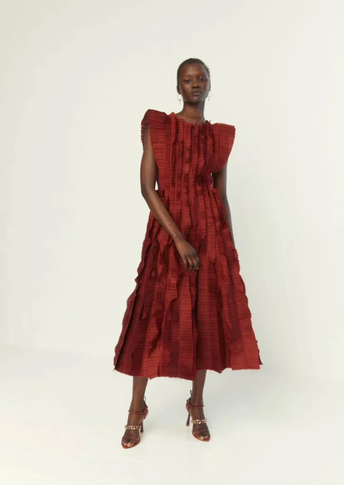 Aje Hybrid Midi Dress Burgundy Size 8 - Image 1
